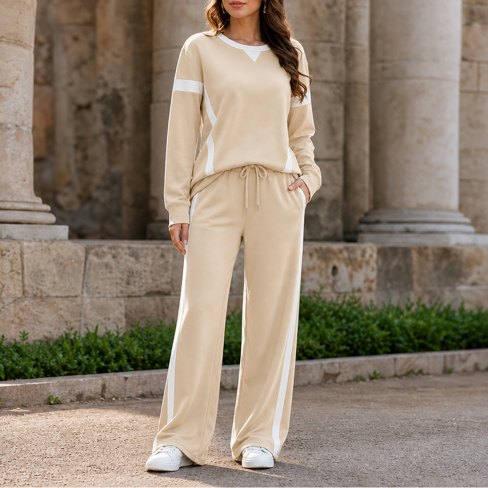 Contrasting Stripe Two-Piece Set