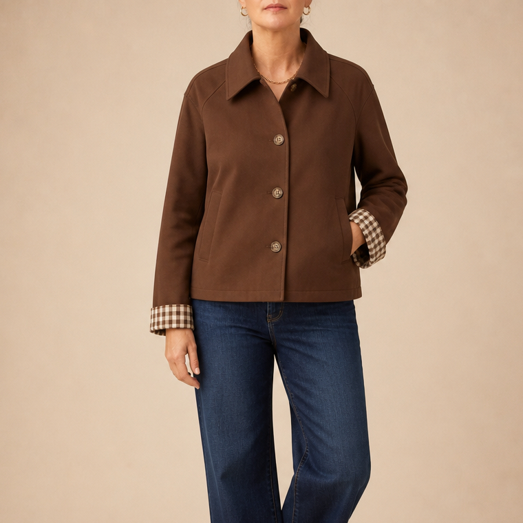 Tartan Raglan Sleeve Casual Coat