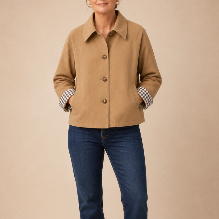 Tartan Raglan Sleeve Casual Coat
