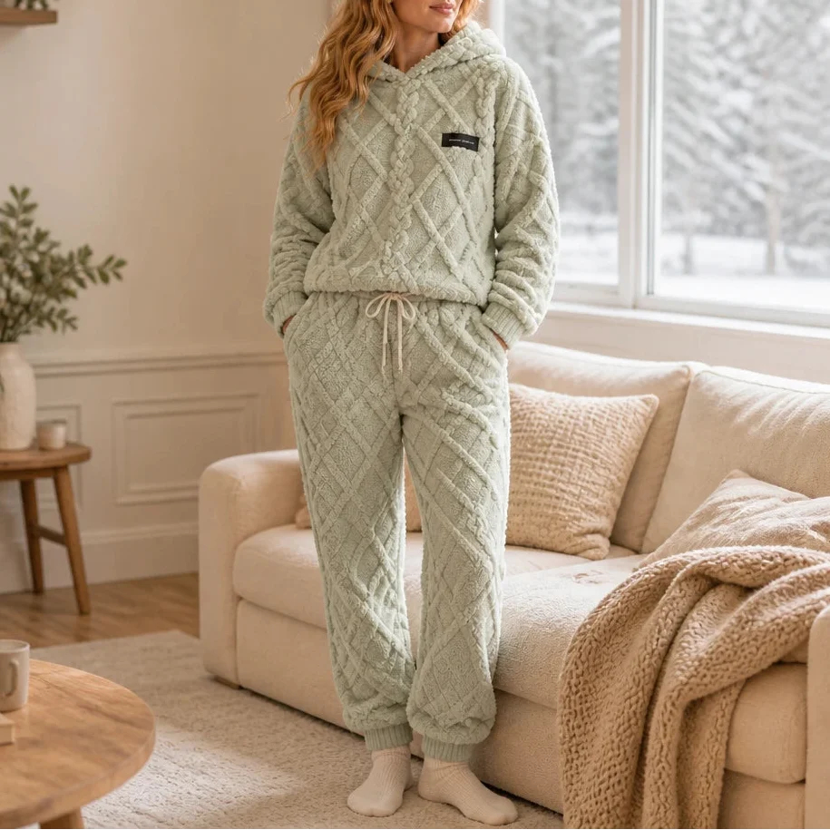 Embossed Plush Tracksuit Set