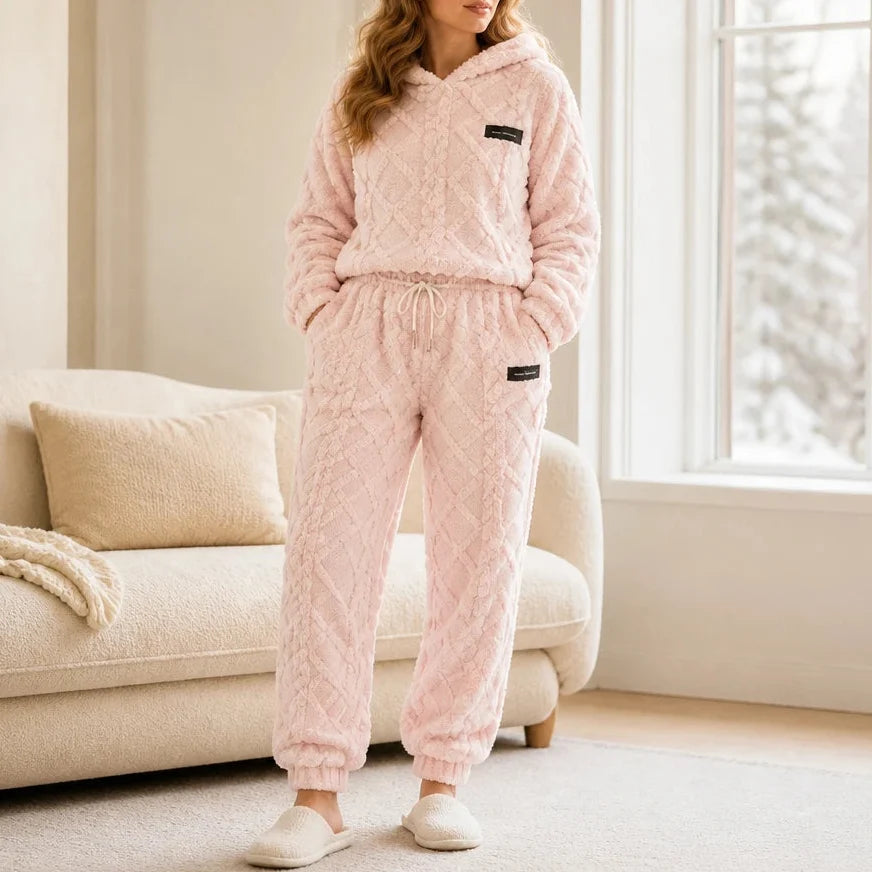 Embossed Plush Tracksuit Set