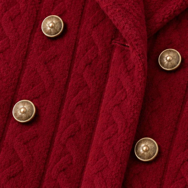 Textured Double-Breasted Winter Coat