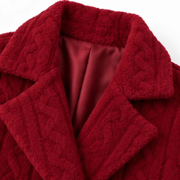 Textured Double-Breasted Winter Coat