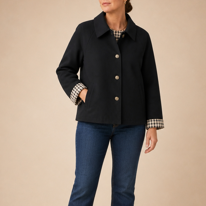 Tartan Raglan Sleeve Casual Coat