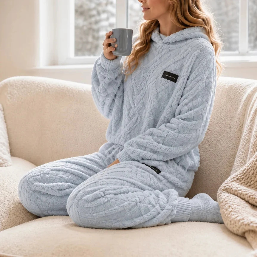 Embossed Plush Tracksuit Set