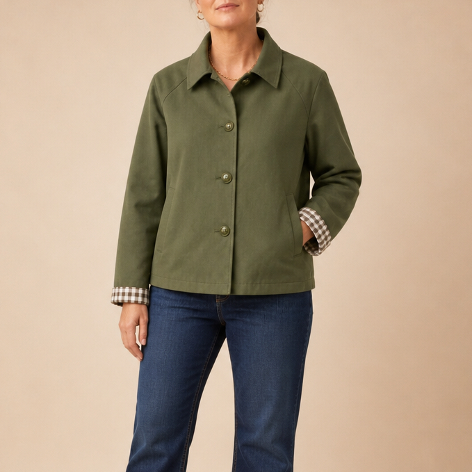Tartan Raglan Sleeve Casual Coat