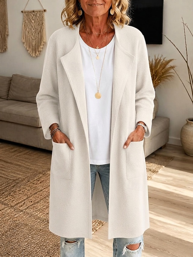 Women’s Long Cardigan Coat Casual Loose Fit Open Front Knit Outerwear