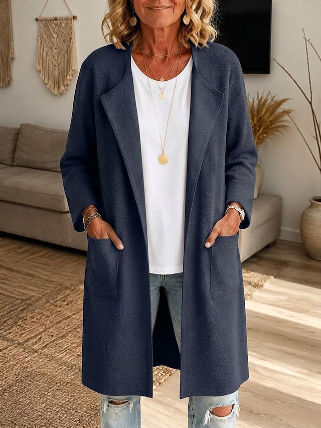 Women’s Long Cardigan Coat Casual Loose Fit Open Front Knit Outerwear