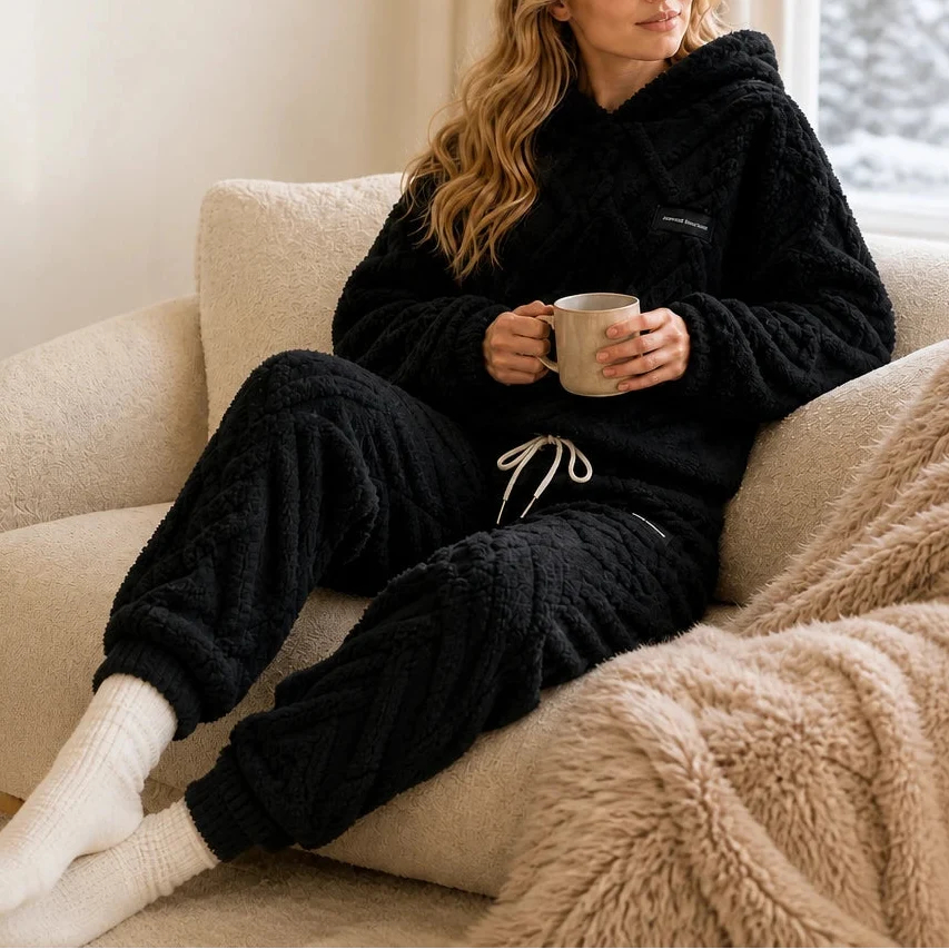 Embossed Plush Tracksuit Set