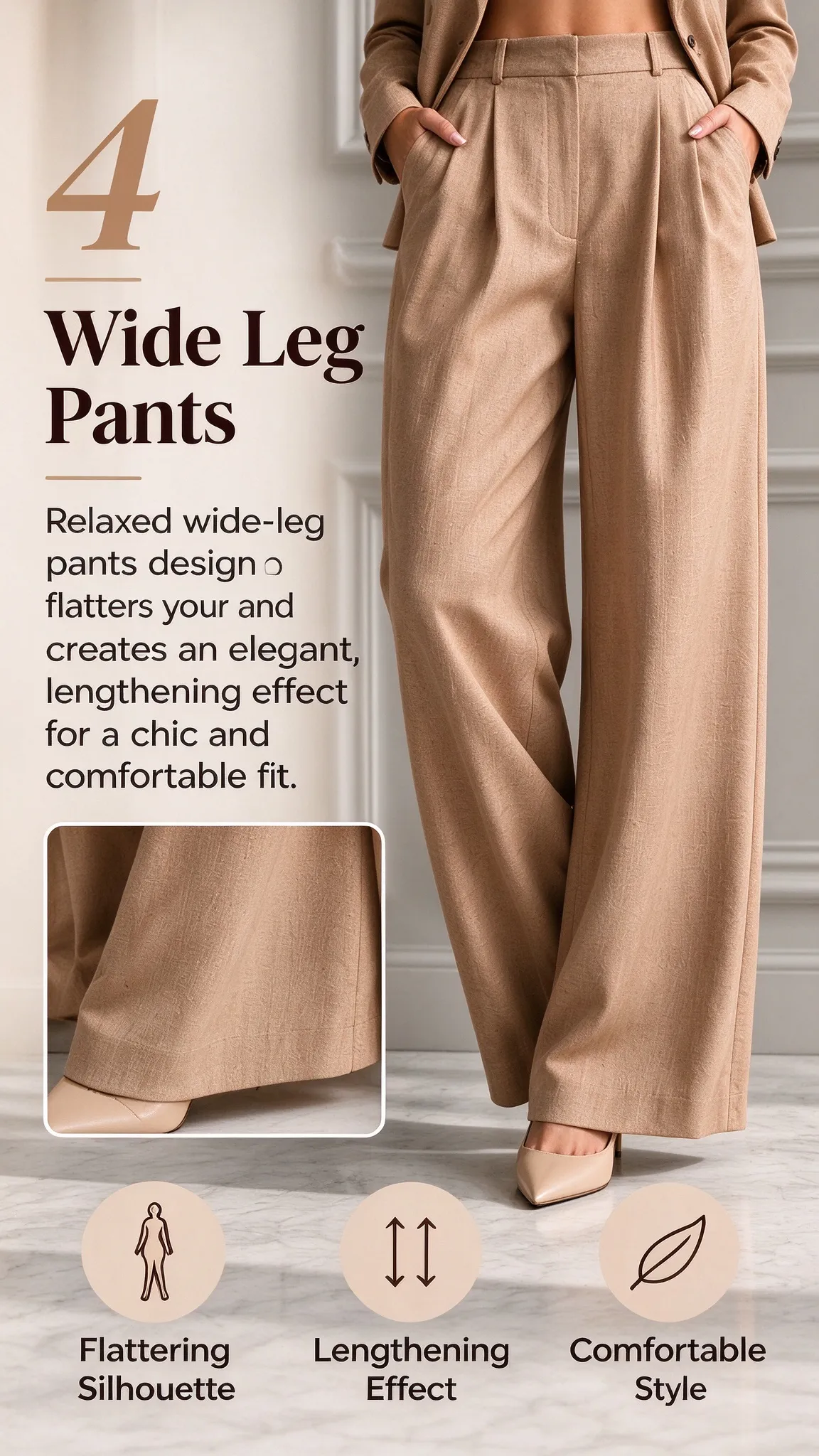 Women's Elegant Tailored Blazer & Wide-Leg Pants 2-Piece Set
