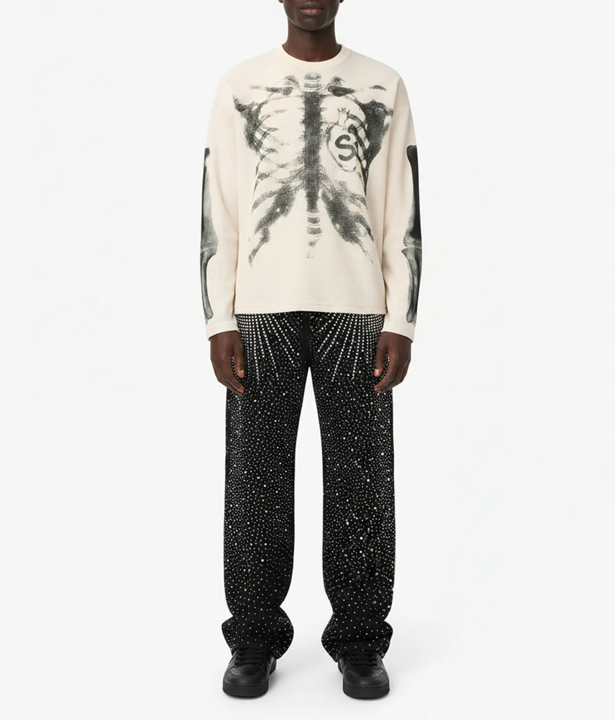 Skeleton Graphic Waffle Sweatshirt 