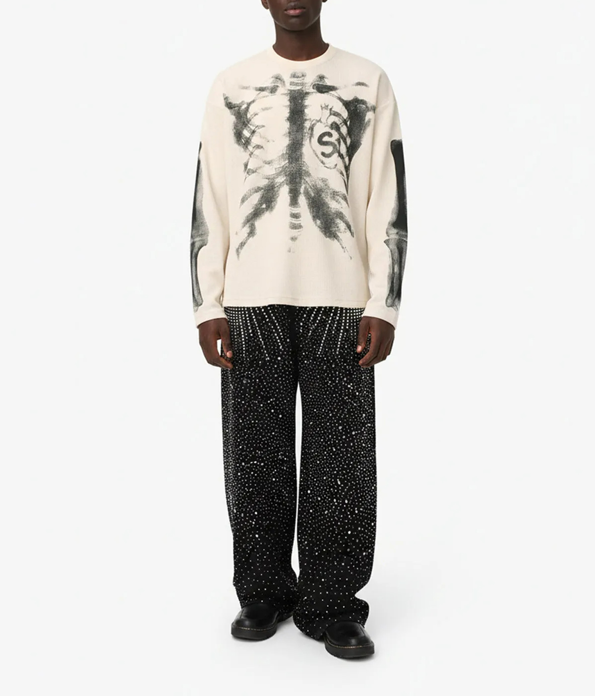 Skeleton Graphic Waffle Sweatshirt 