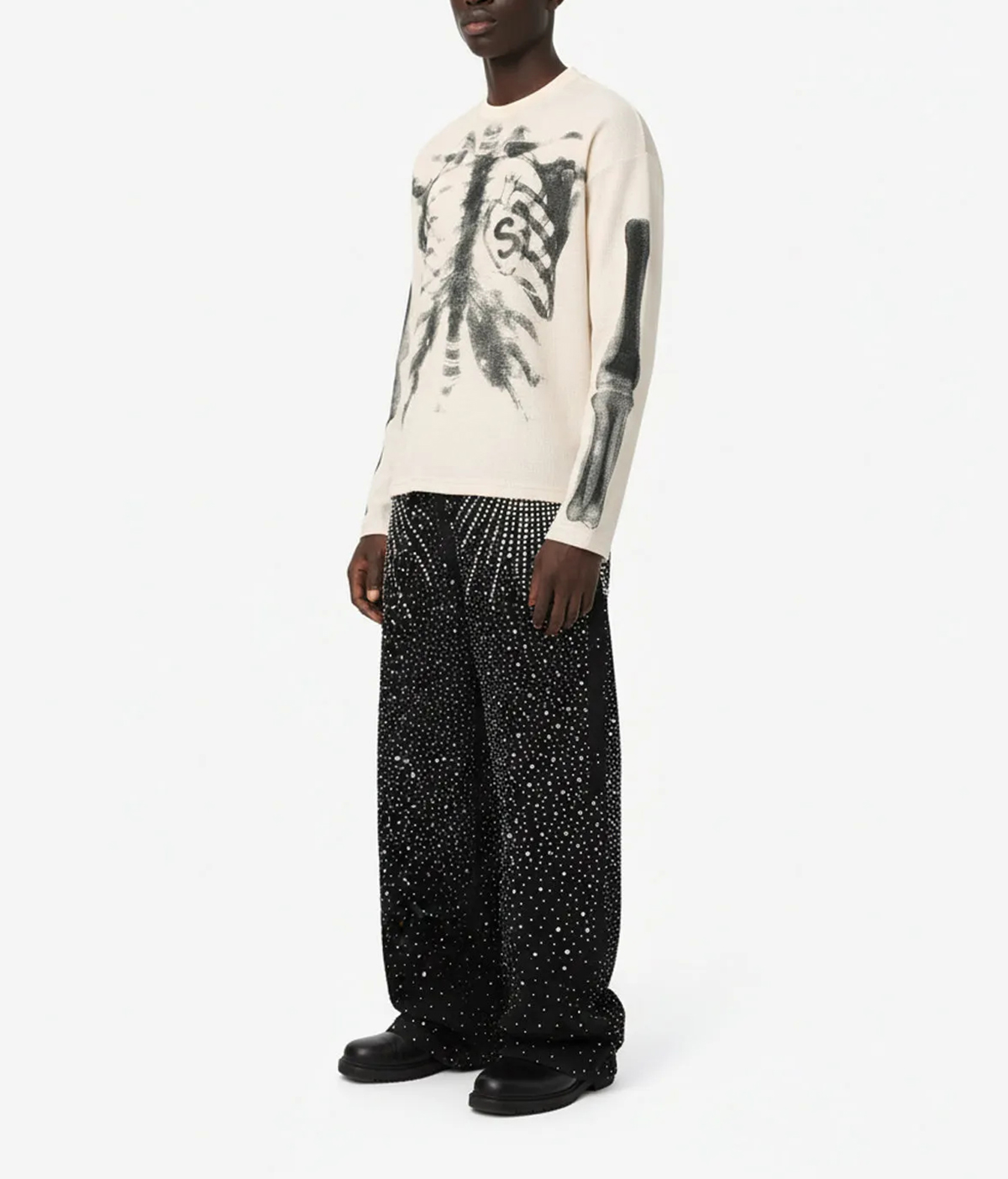 Skeleton Graphic Waffle Sweatshirt 