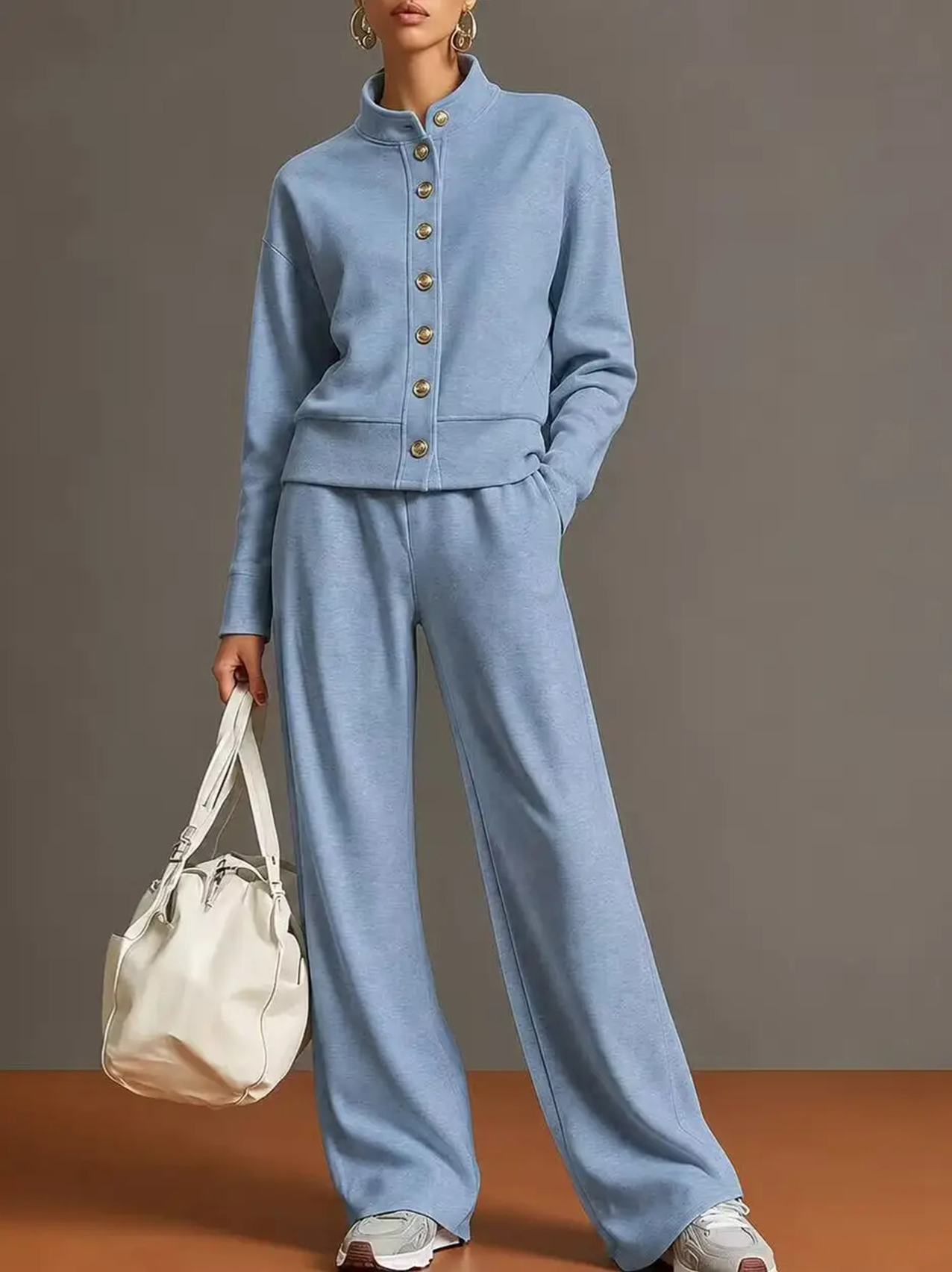 ⭐Effortless Chic 2-Piece Lounge Set | Relaxed Jacket & Wide Leg Pants Outfit