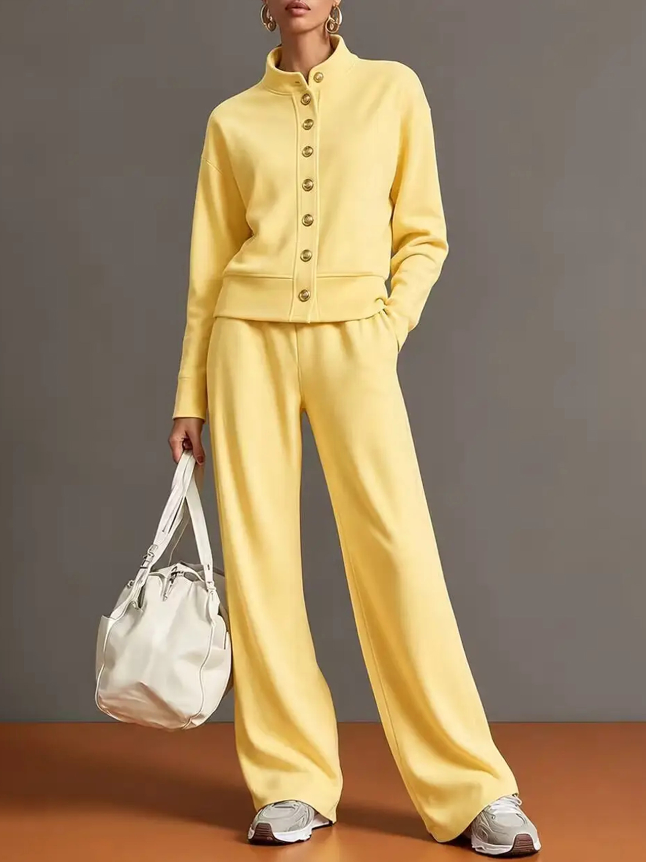 ⭐Effortless Chic 2-Piece Lounge Set | Relaxed Jacket & Wide Leg Pants Outfit