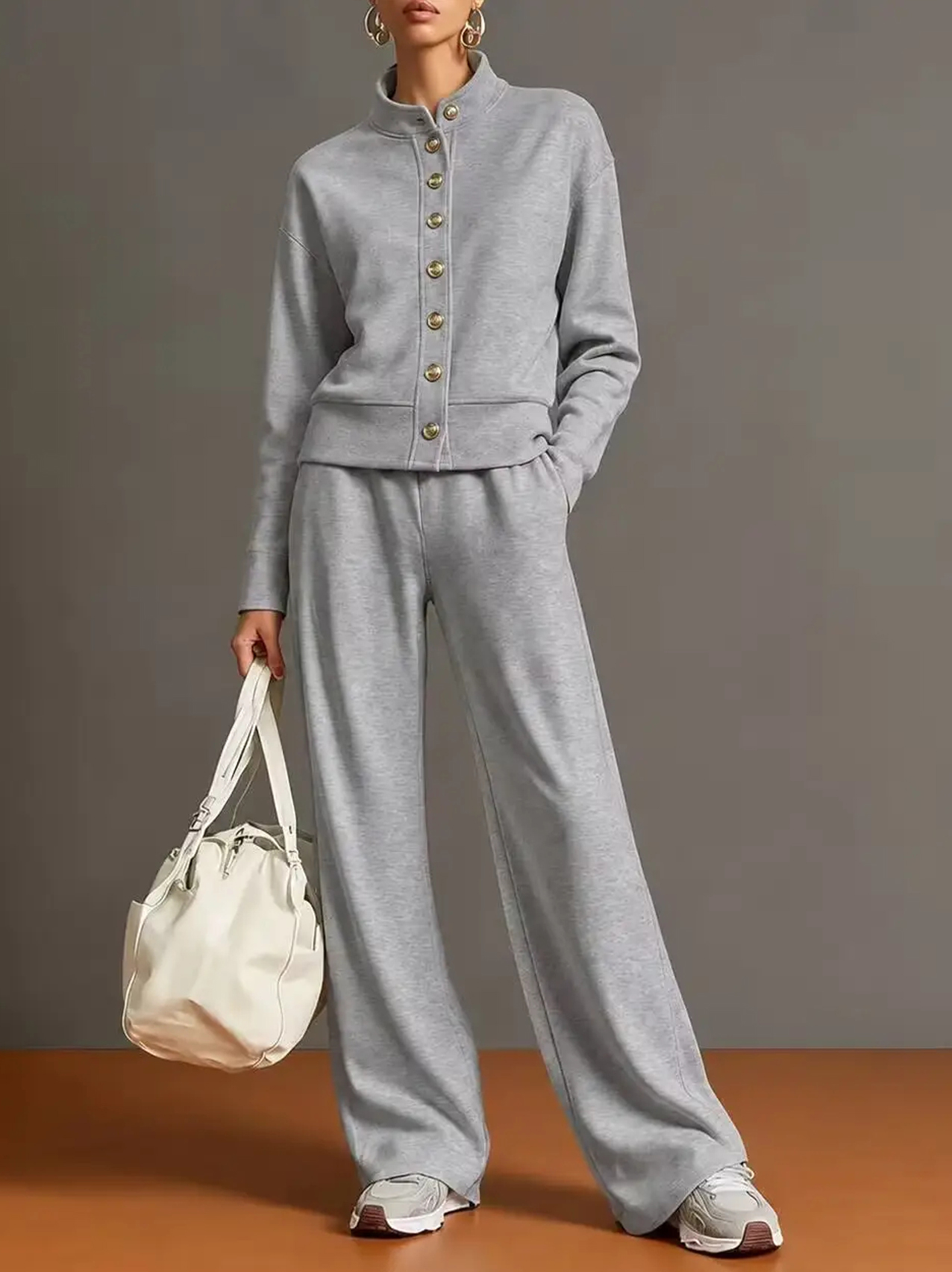 ⭐Effortless Chic 2-Piece Lounge Set | Relaxed Jacket & Wide Leg Pants Outfit