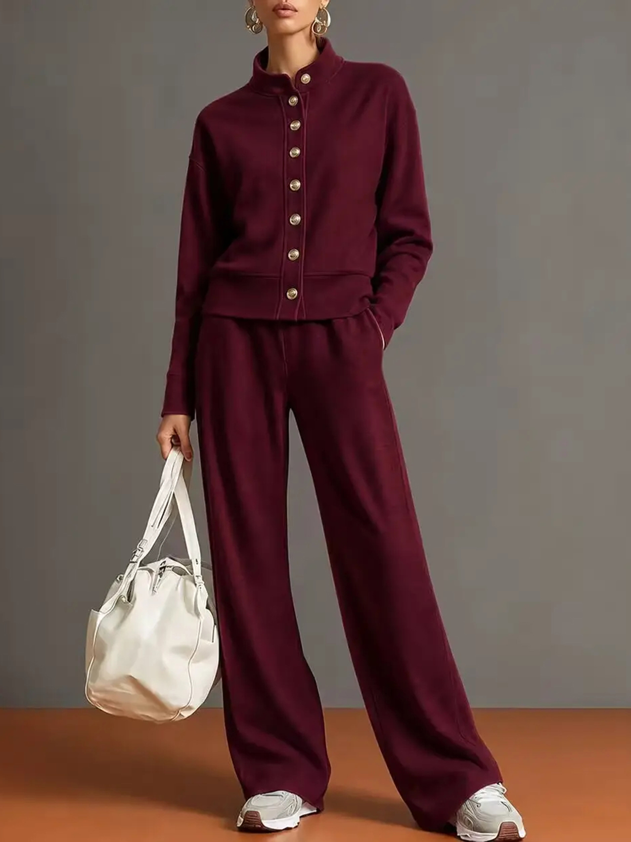 ⭐Effortless Chic 2-Piece Lounge Set | Relaxed Jacket & Wide Leg Pants Outfit