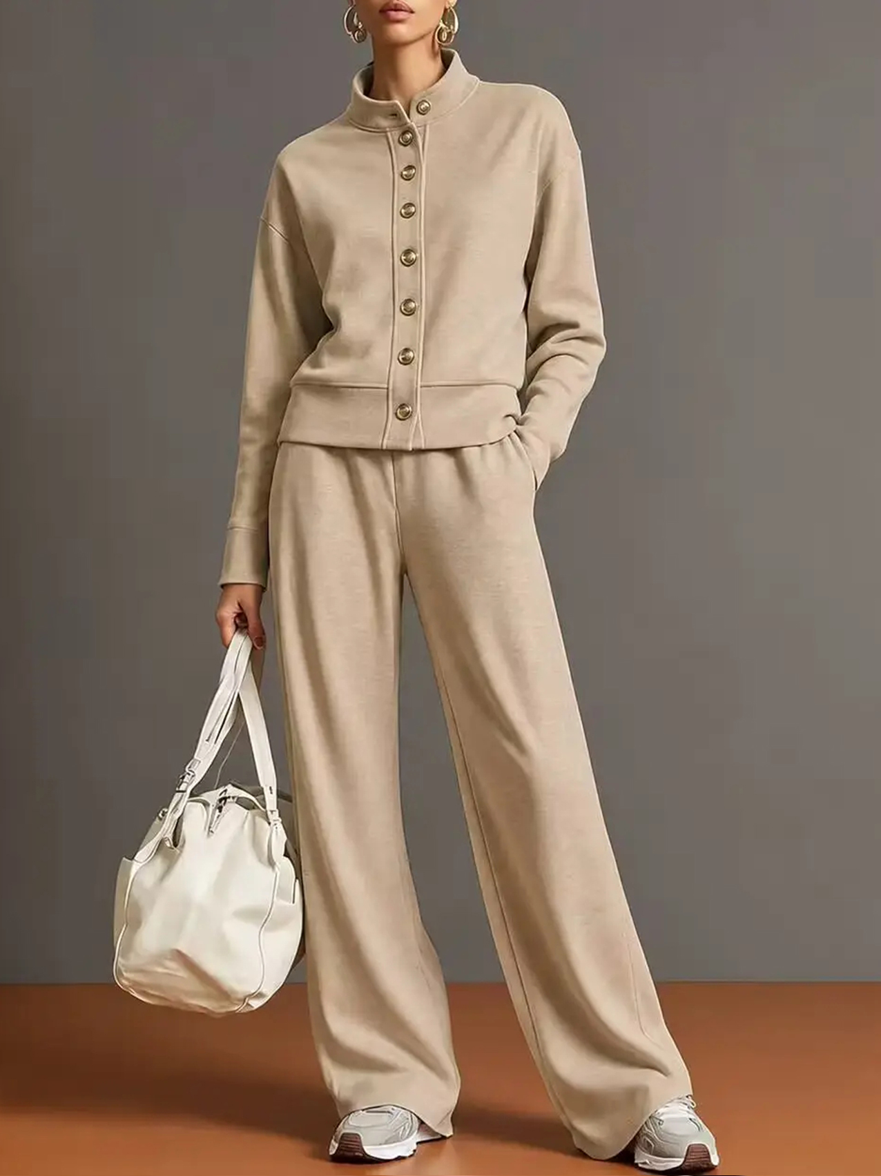 ⭐Effortless Chic 2-Piece Lounge Set | Relaxed Jacket & Wide Leg Pants Outfit