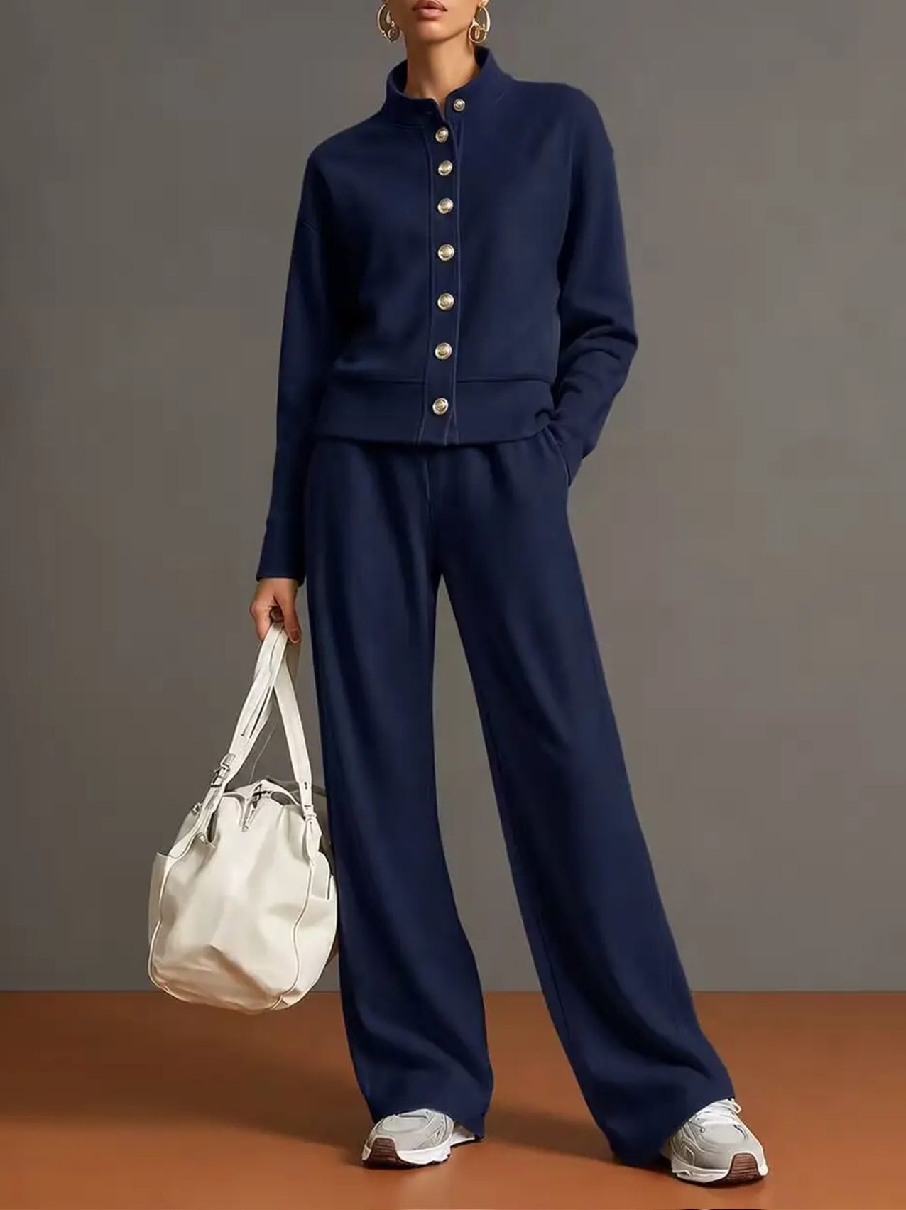 ⭐Effortless Chic 2-Piece Lounge Set | Relaxed Jacket & Wide Leg Pants Outfit