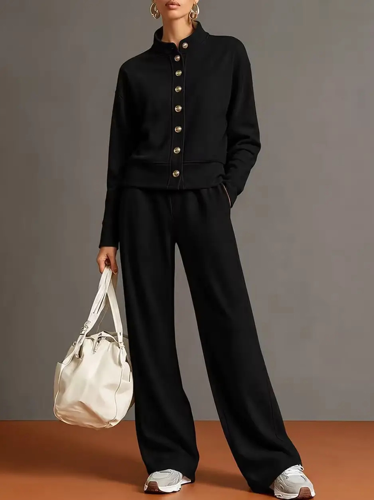 ⭐Effortless Chic 2-Piece Lounge Set | Relaxed Jacket & Wide Leg Pants Outfit