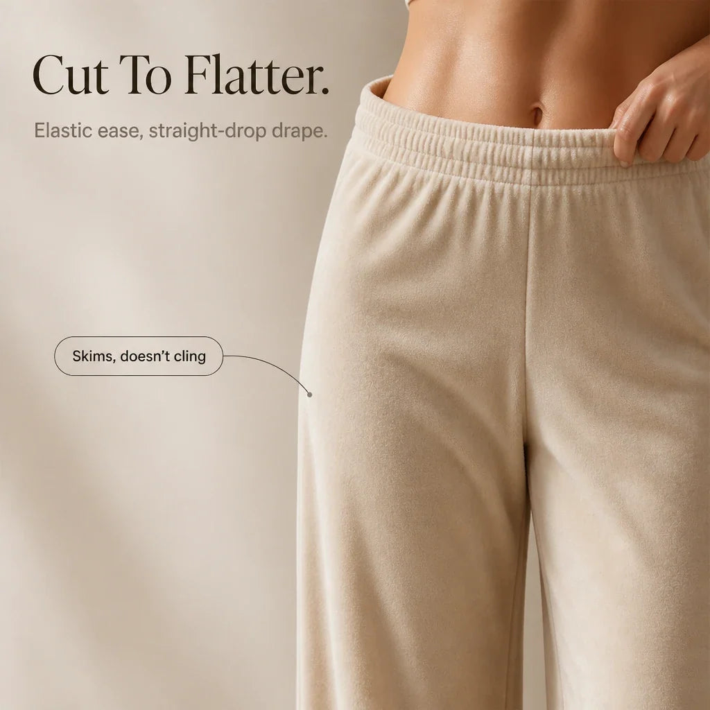 Velvet Zip-Front Top And Wide-Leg Pants Set
