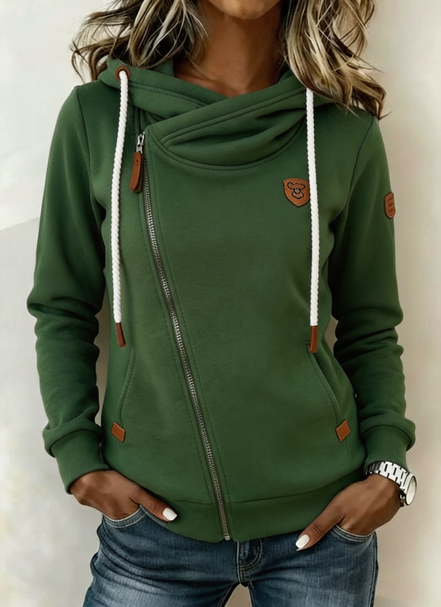 Women's Casual Zipper Hooded Jacket Coat