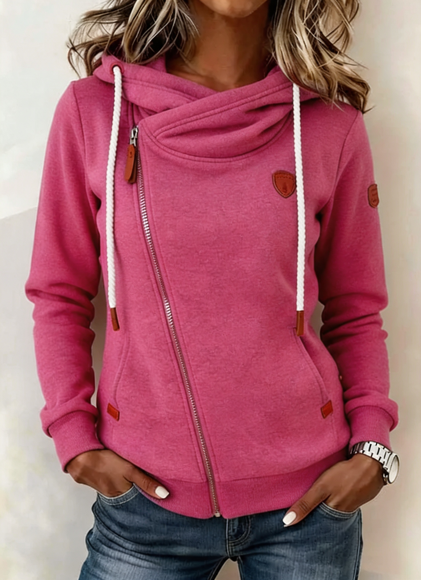 Women's Casual Zipper Hooded Jacket Coat