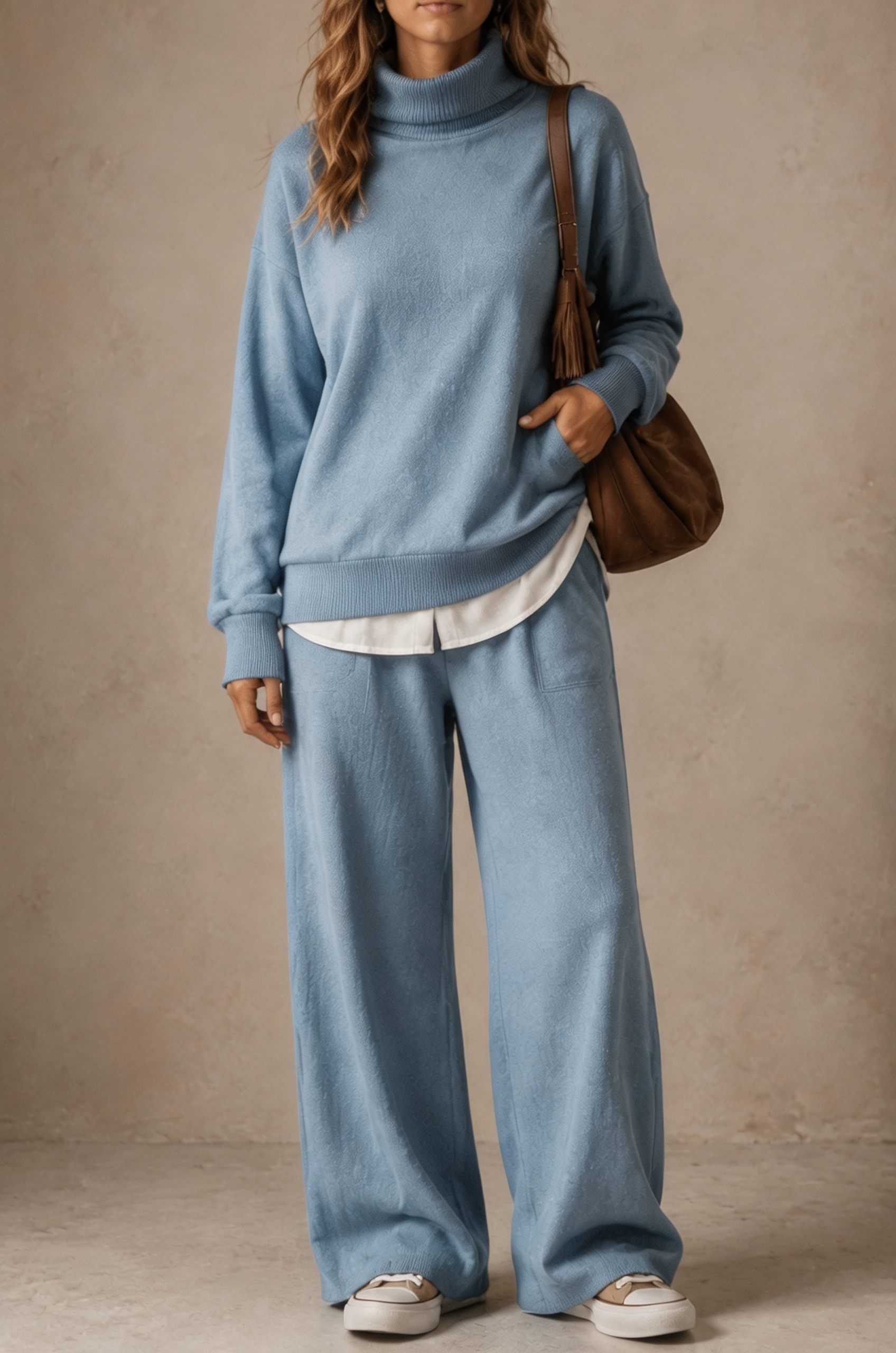 Women Cozy Turtleneck Two-Piece Set