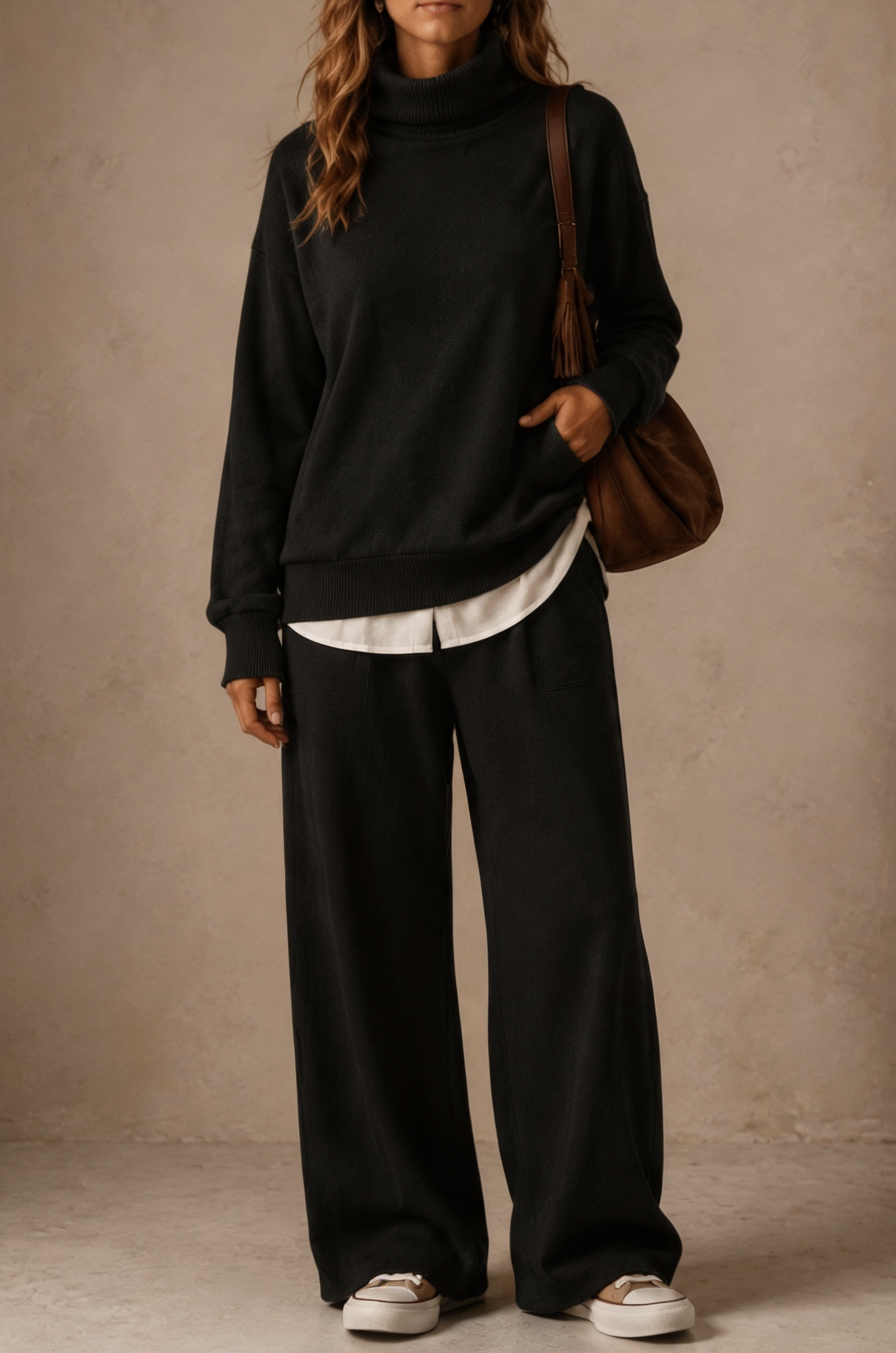 Women Cozy Turtleneck Two-Piece Set