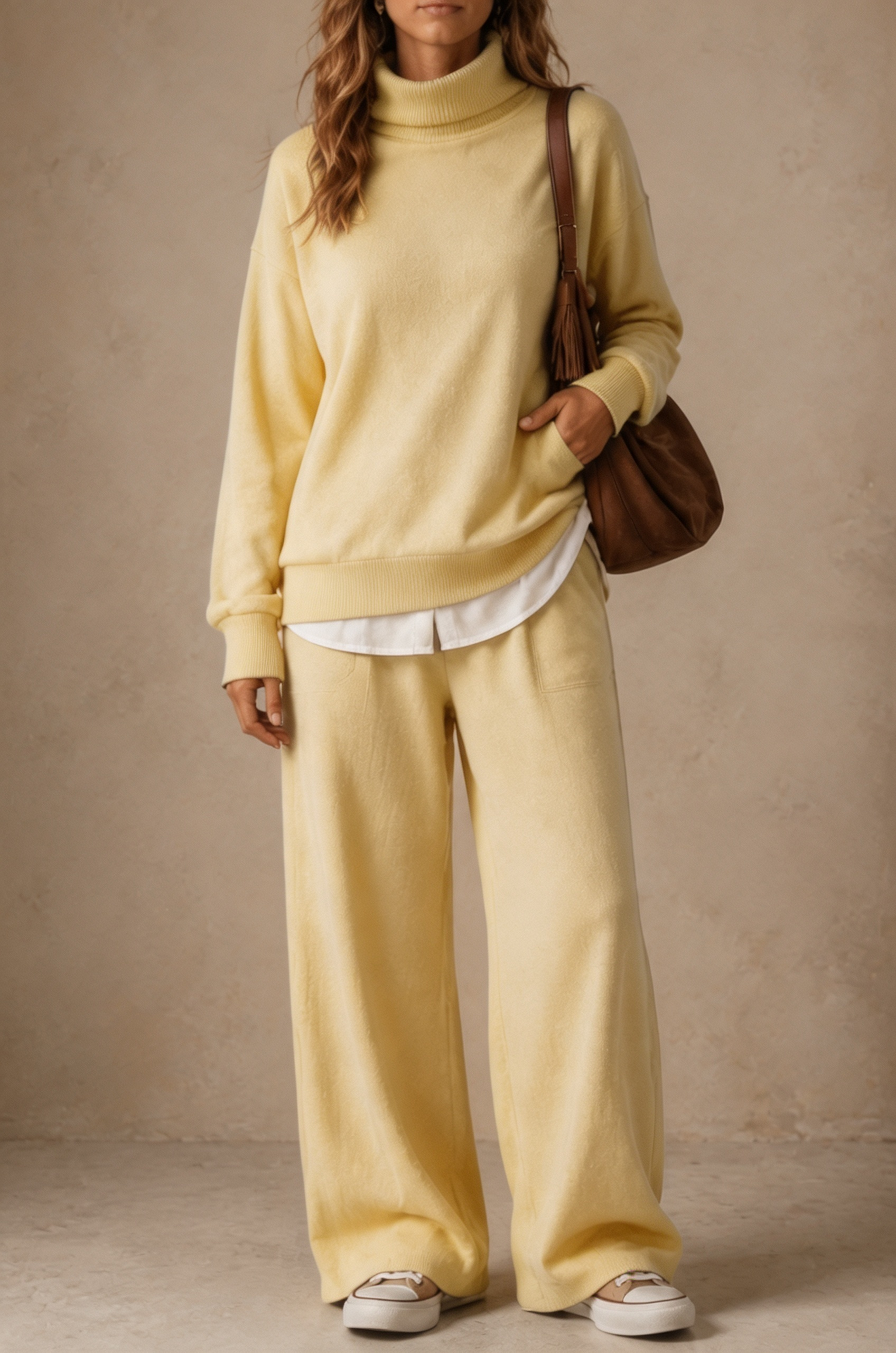 Women Cozy Turtleneck Two-Piece Set