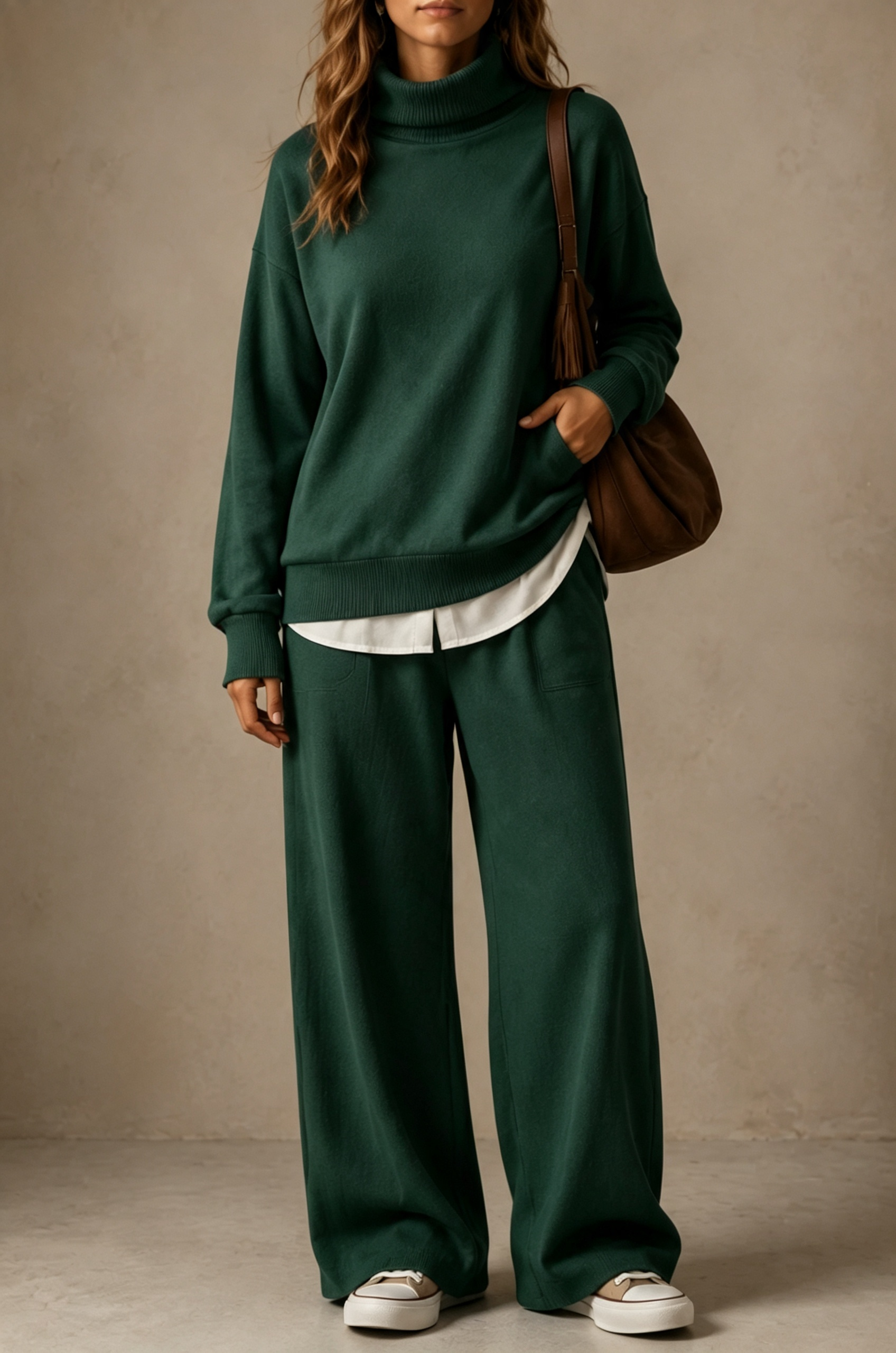Women Cozy Turtleneck Two-Piece Set