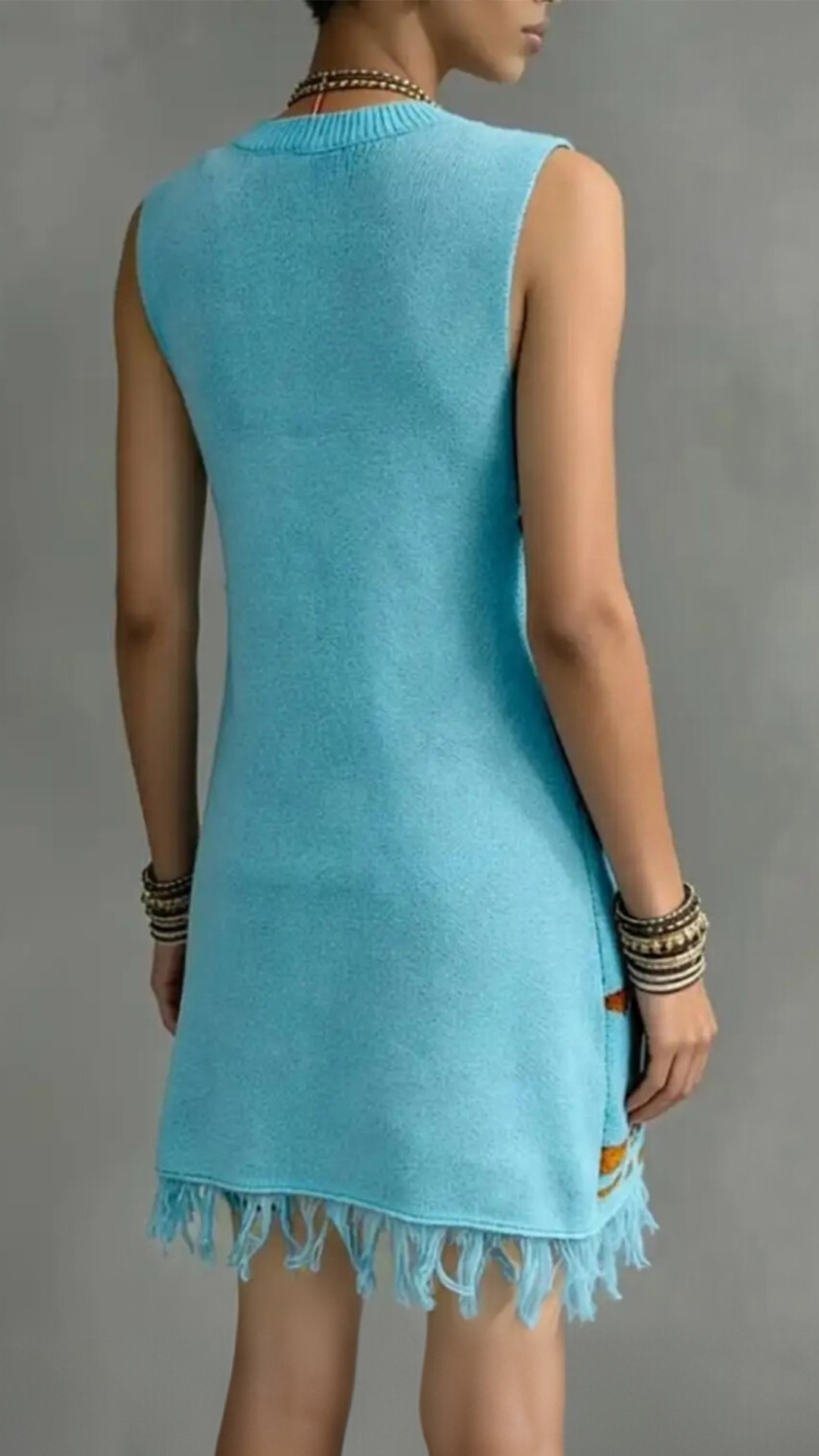 Women Sleeveless leopard-print wool skirt-dress