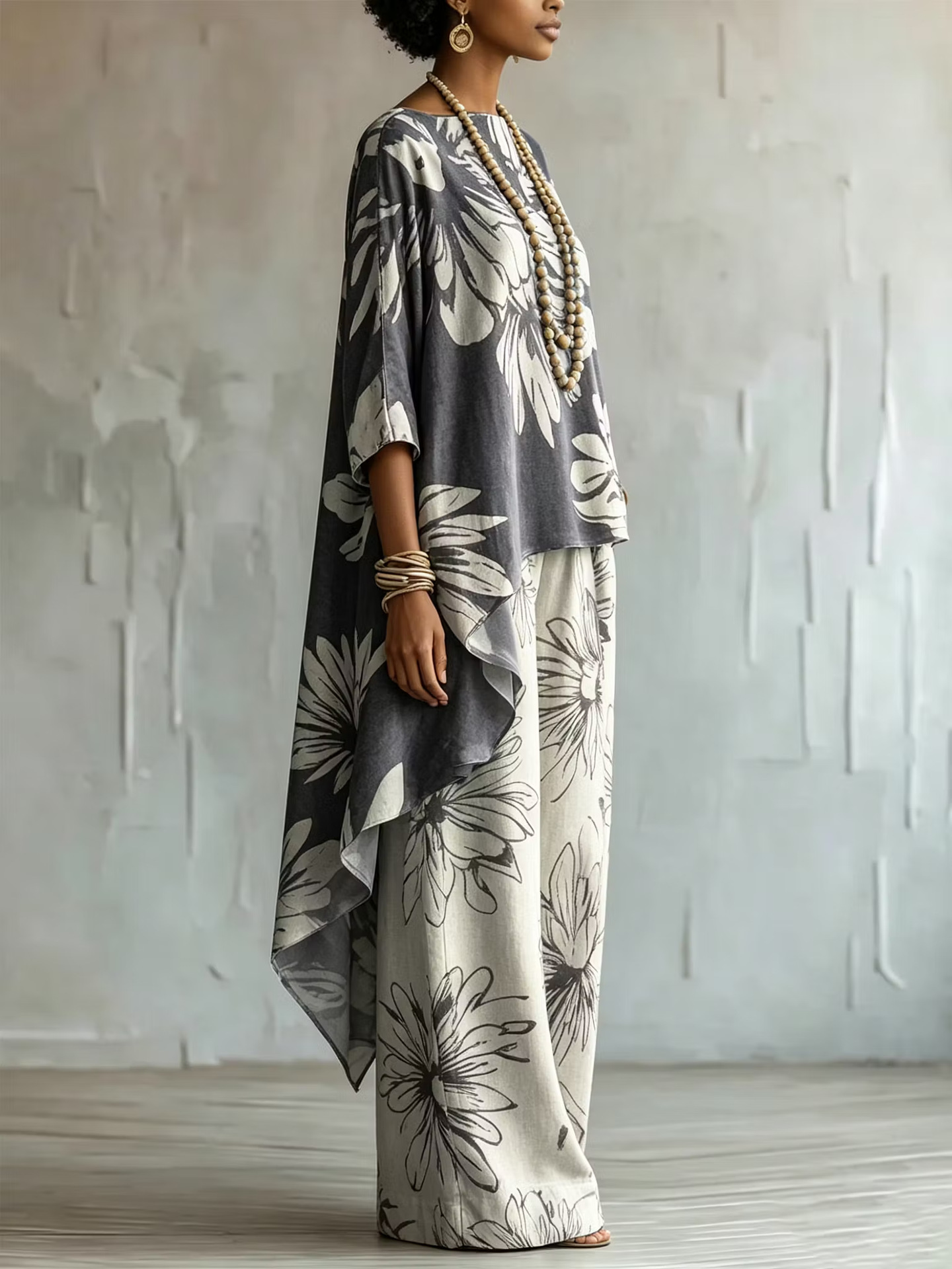 Women Boho Floral Two-Piece Wide-Leg Set