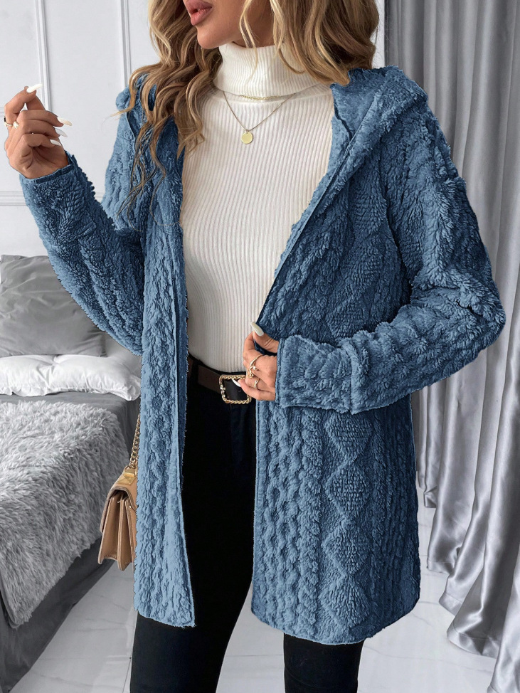 Women's long single-breasted knit coat