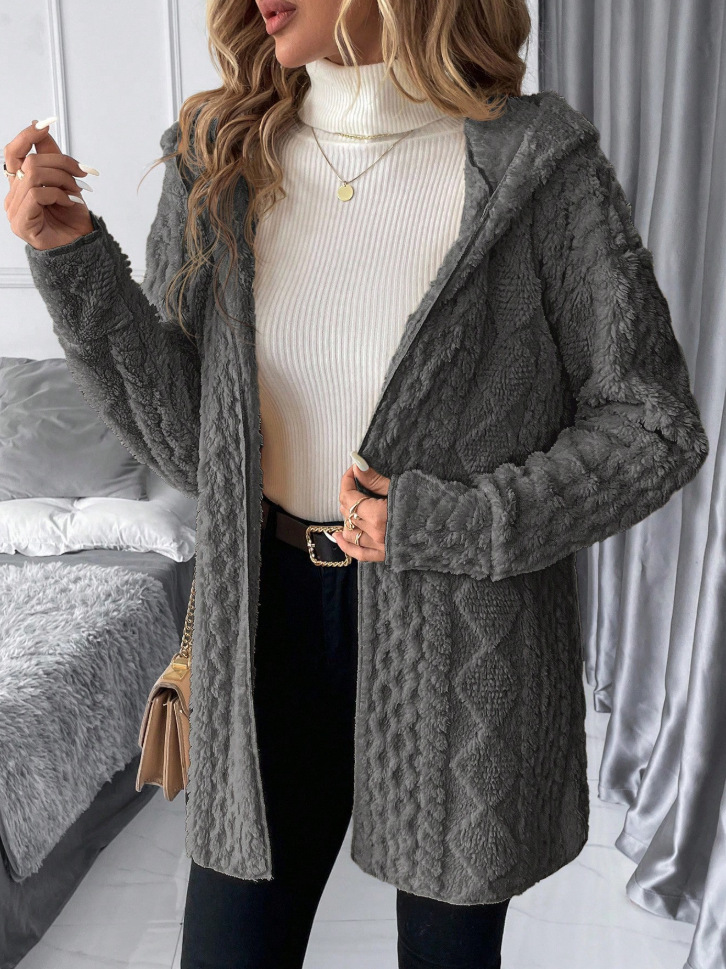 Women's long single-breasted knit coat