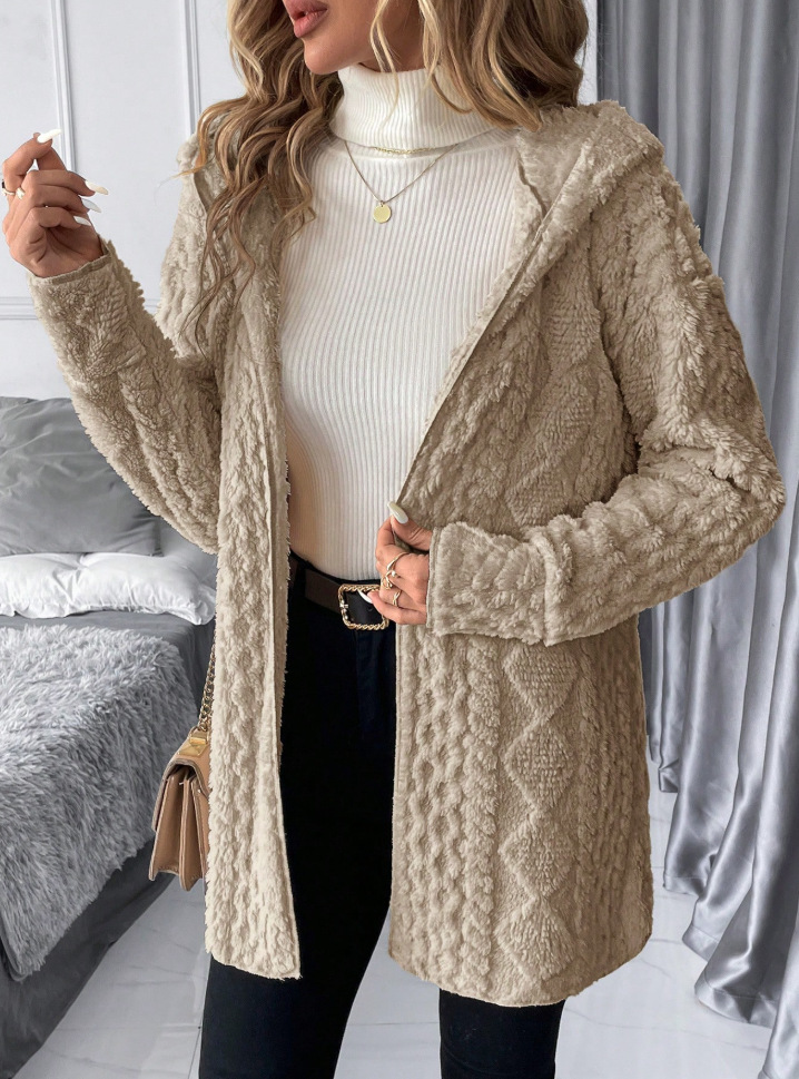 Women's long single-breasted knit coat