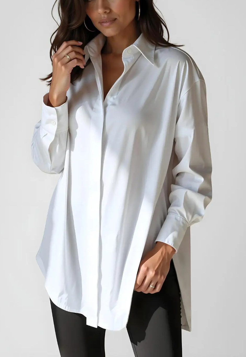 Oversized Lapel Button Shirt Dress