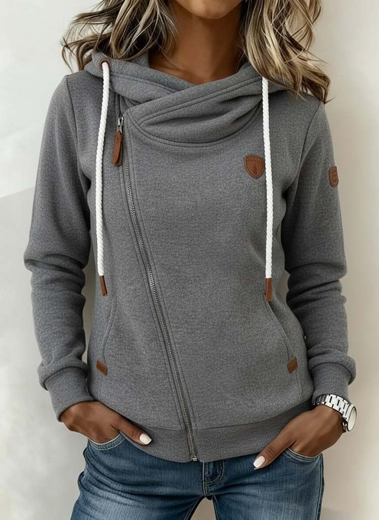 Women's Casual Zipper Hooded Jacket Coat