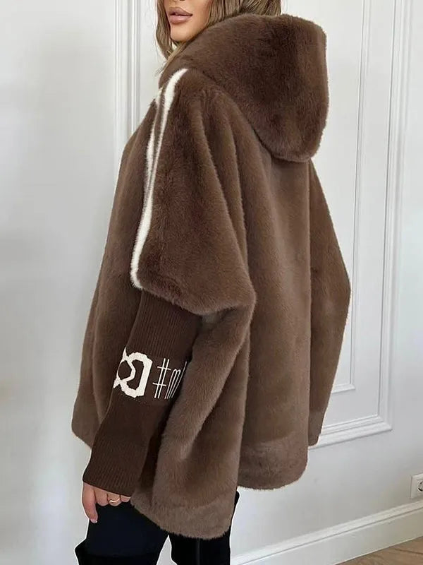 Women Oversized Faux Fur Coat with Hood