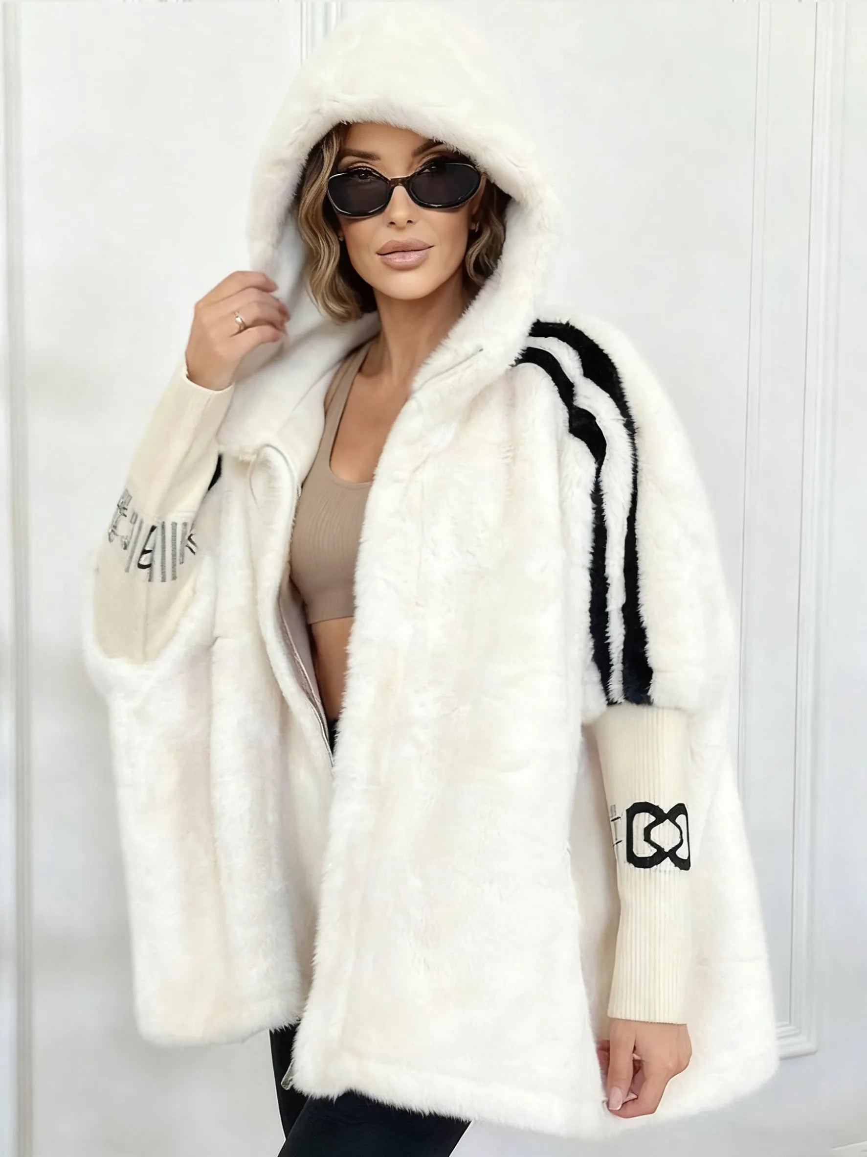 Women Oversized Faux Fur Coat with Hood