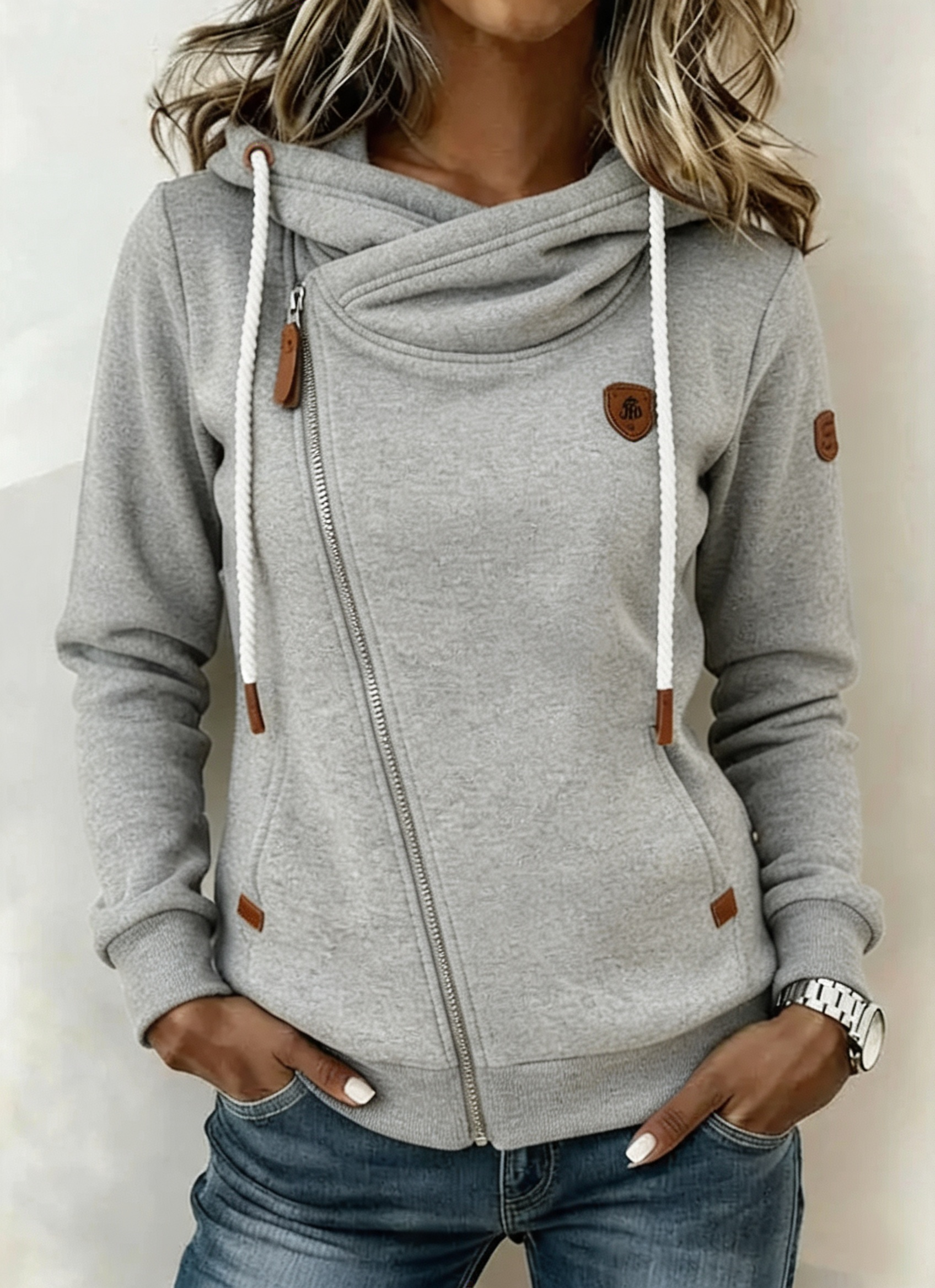 Women's Casual Zipper Hooded Jacket Coat