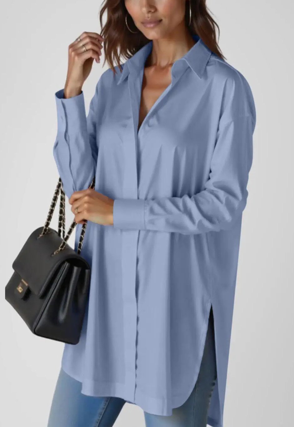Oversized Lapel Button Shirt Dress