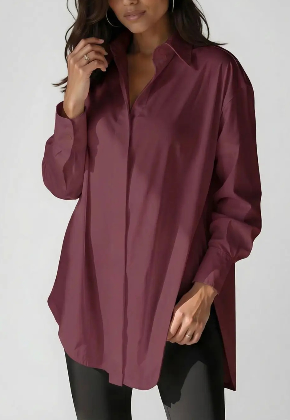 Oversized Lapel Button Shirt Dress