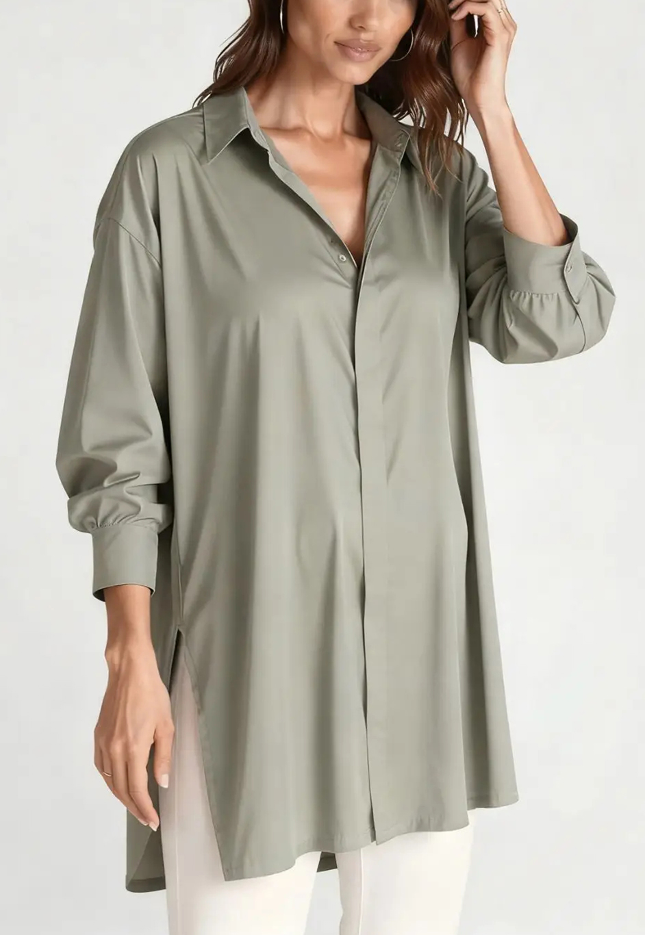 Oversized Lapel Button Shirt Dress