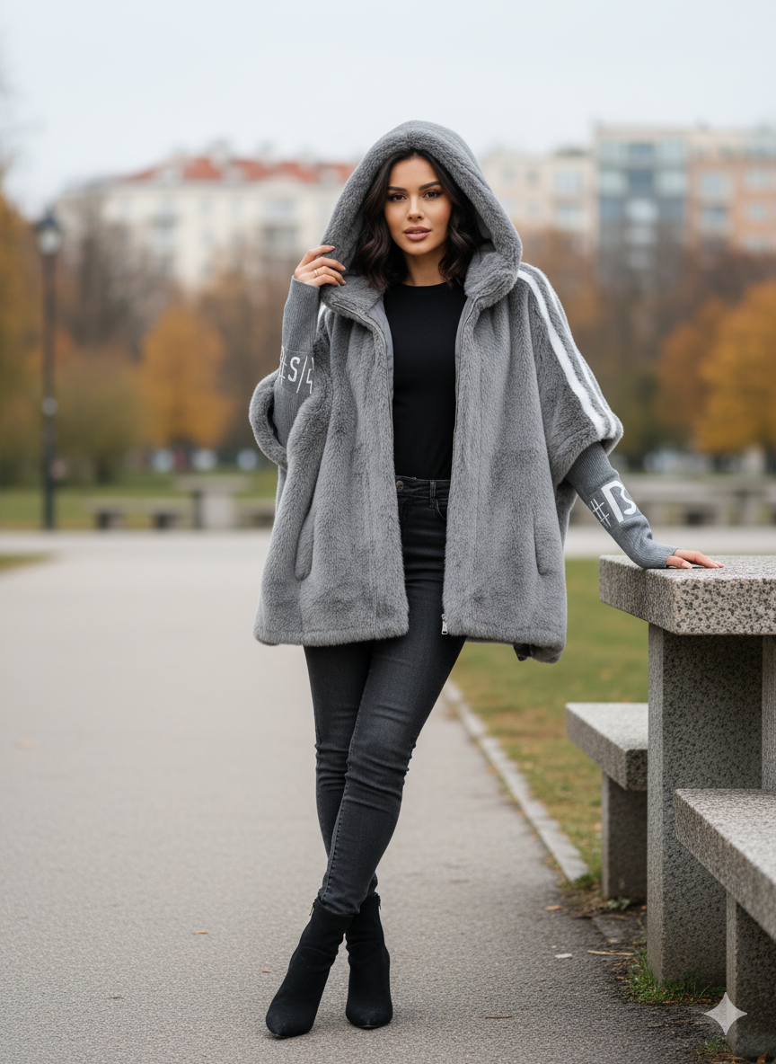 Women Oversized Faux Fur Coat with Hood