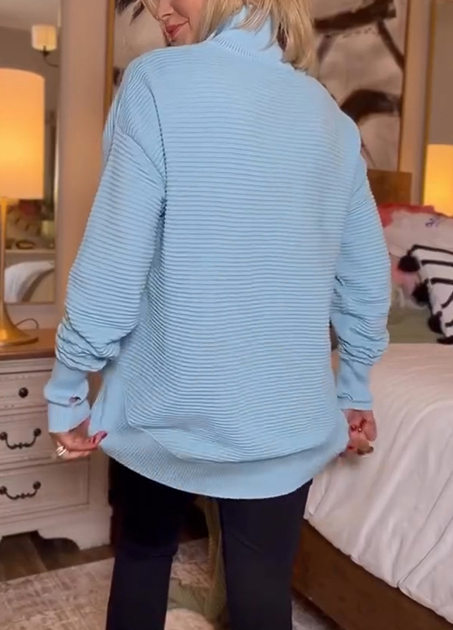 Women Cozy Ribbed Half-Zip Pullover
