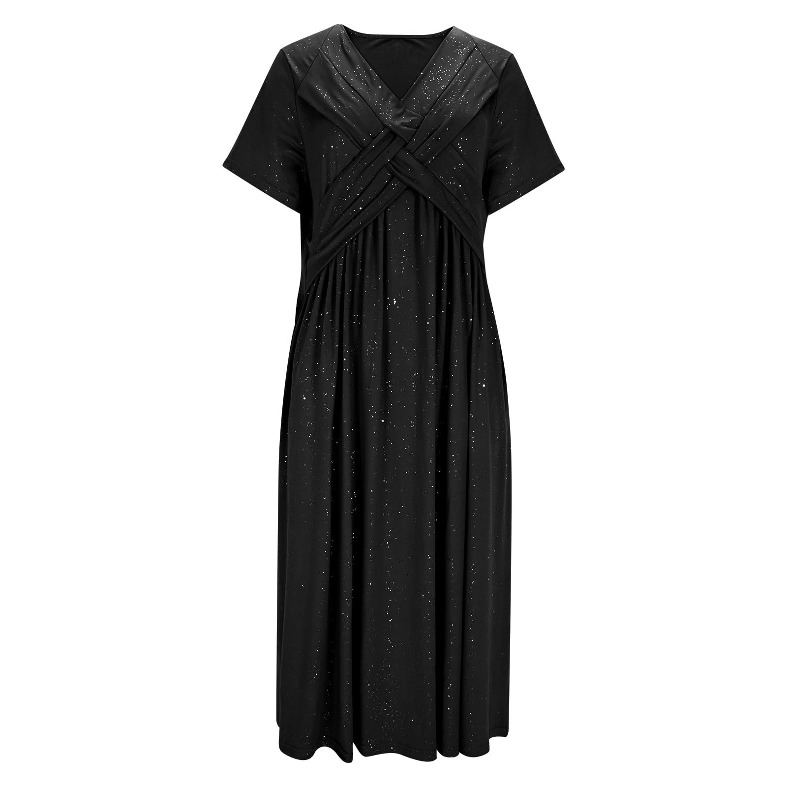 Women V-Neck Short Sleeve Midi Dresses