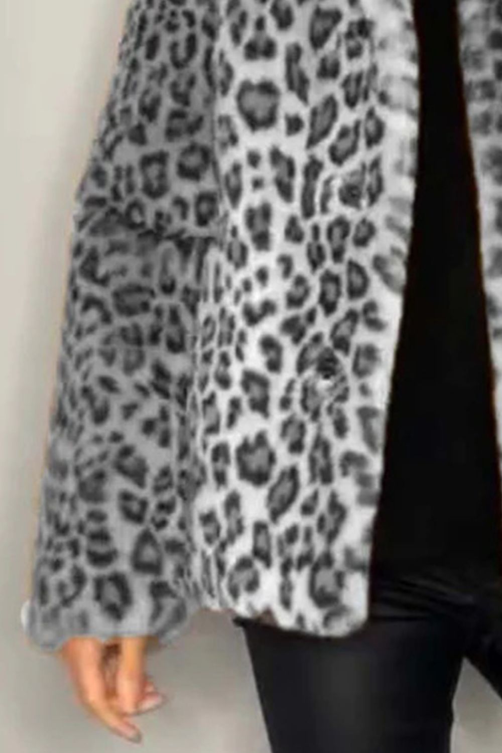 Women  Full Size Leopard Furry Collared Neck Long Sleeve Coat | 5 Colors