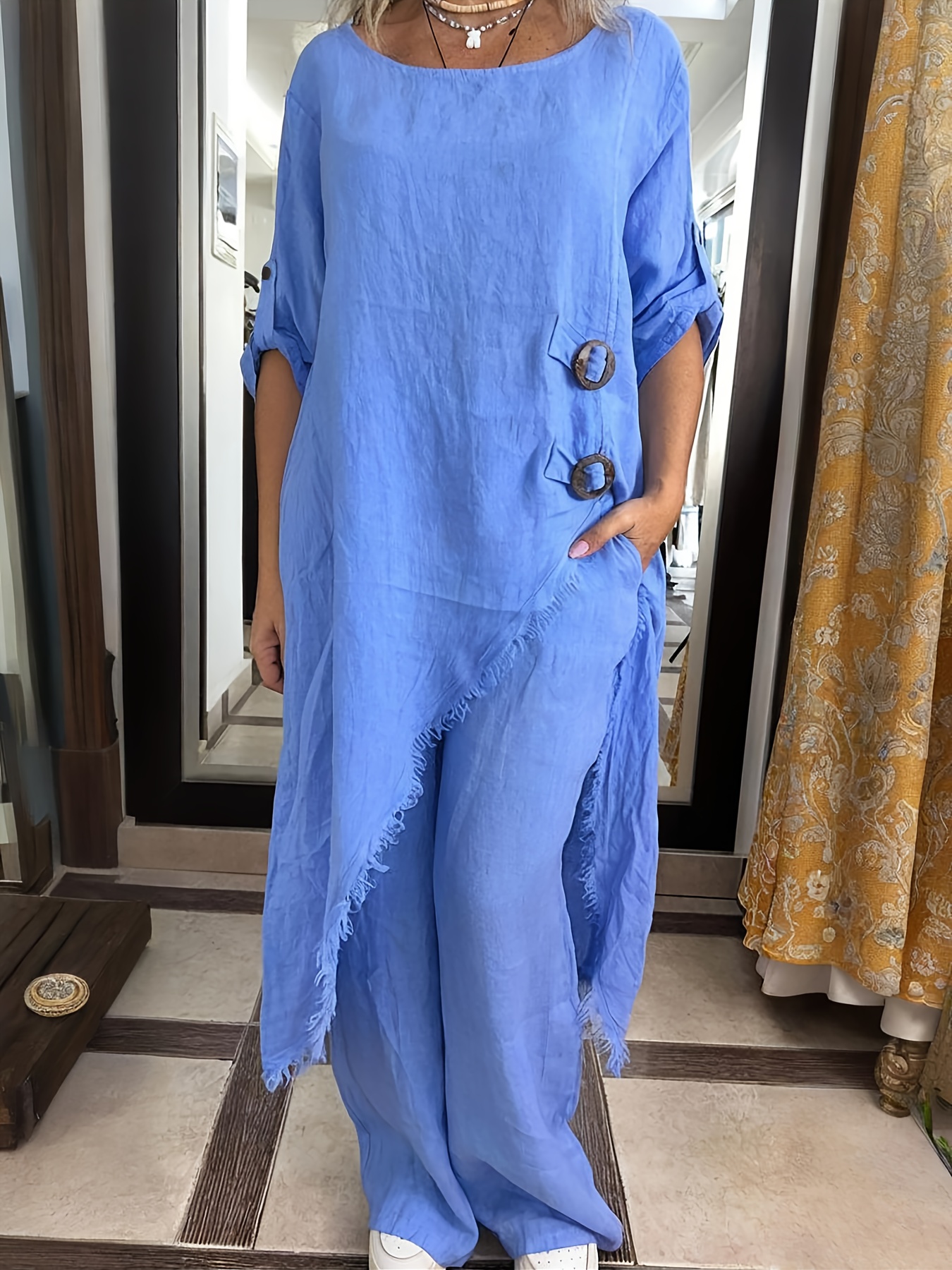 Women Relaxed-fit linen vacation set