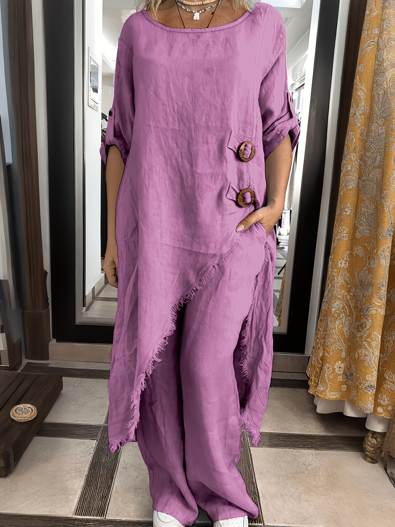 Women Relaxed-fit linen vacation set
